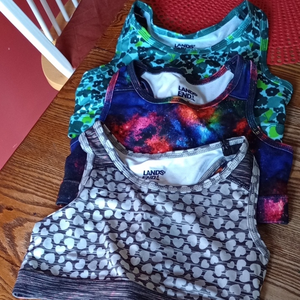 New Lands' End Girl's Sports Bras- Set of 3